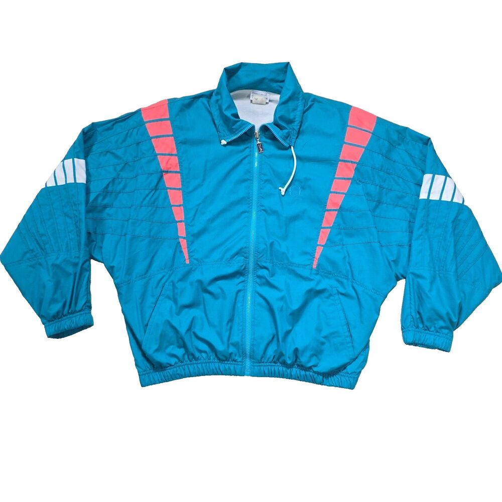 Sergio Tacchini VTG 80s Blue Windbreaker Track Jacket Womens Size 12 Italy